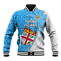 Fiji Rugby Baseball Jacket Come On Fijian Tapa Pattern LT01 Unisex Blue - Polynesian Pride