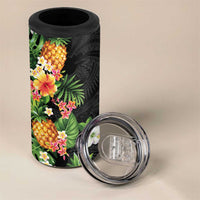 Hawaii Pineapple Tropical 4 in 1 Can Cooler Tumbler Colorful Hibiscus Plumeria
