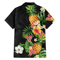 Hawaii Pineapple Tropical Family Matching Long Sleeve Bodycon Dress and Hawaiian Shirt Colorful Hibiscus Plumeria