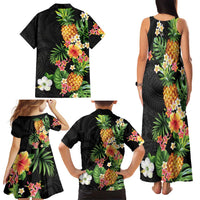 Hawaii Pineapple Tropical Family Matching Tank Maxi Dress and Hawaiian Shirt Colorful Hibiscus Plumeria