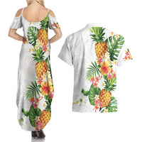 Hawaii Pineapple Tropical Couples Matching Summer Maxi Dress and Hawaiian Shirt Luminous Hibiscus Plumeria LT01 - Polynesian Pride