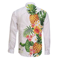 Hawaii Pineapple Tropical Family Matching Puletasi and Hawaiian Shirt Luminous Hibiscus Plumeria