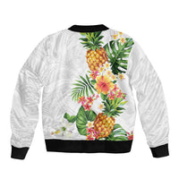 Hawaii Pineapple Tropical Sleeve Zip Bomber Jacket Luminous Hibiscus Plumeria LT01 - Polynesian Pride