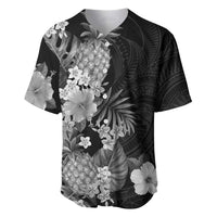 Hawaii Pineapple Tropical Baseball Jersey Neutral Hibiscus Plumeria LT01 Black - Polynesian Pride
