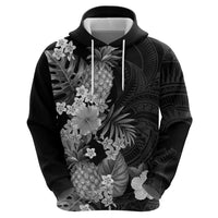 Hawaii Pineapple Tropical Zip Hoodie Neutral Hibiscus Plumeria