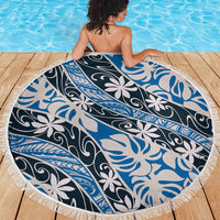 Ninamu Tahiti Tiare Monstera Beach Blanket Polynesian Pattern Curve Style - Polynesian Pride