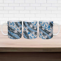 Ninamu Tahiti Tiare Monstera Ceramic Mug Polynesian Pattern Curve Style - Polynesian Pride