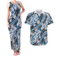 Ninamu Tahiti Tiare Monstera Couples Matching Tank Maxi Dress and Hawaiian Shirt Polynesian Pattern Curve Style - Polynesian Pride