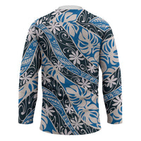 Ninamu Tahiti Tiare Monstera Hockey Jersey Polynesian Pattern Curve Style - Polynesian Pride