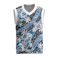 Ninamu Tahiti Tiare Monstera Christmas Knitted V-Neck Vest Polynesian Pattern Curve Style - Polynesian Pride