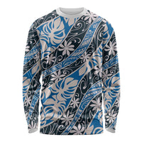 Ninamu Tahiti Tiare Monstera Long Sleeve Shirt Polynesian Pattern Curve Style - Polynesian Pride