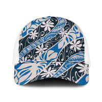 Ninamu Tahiti Tiare Monstera Mesh Trucker Cap Polynesian Pattern Curve Style - Polynesian Pride