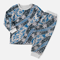 Ninamu Tahiti Tiare Monstera Christmas Pajama Set Polynesian Pattern Curve Style - Polynesian Pride