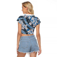 Ninamu Tahiti Tiare Monstera Raglan Cropped T Shirt Polynesian Pattern Curve Style LT01 - Polynesian Pride