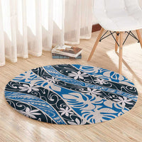 Ninamu Tahiti Tiare Monstera Round Carpet Polynesian Pattern Curve Style - Polynesian Pride