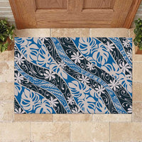 Ninamu Tahiti Tiare Monstera Rubber Doormat Polynesian Pattern Curve Style - Polynesian Pride
