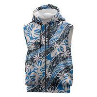 Ninamu Tahiti Tiare Monstera Sleeveless Zip Hoodie Polynesian Pattern Curve Style - Polynesian Pride