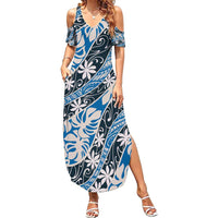 Ninamu Tahiti Tiare Monstera Summer Maxi Dress Polynesian Pattern Curve Style - Polynesian Pride