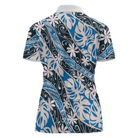 Ninamu Tahiti Tiare Monstera Women Polo Shirt Polynesian Pattern Curve Style LT01 - Polynesian Pride