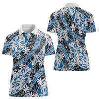 Ninamu Tahiti Tiare Monstera Women Polo Shirt Polynesian Pattern Curve Style LT01 - Polynesian Pride
