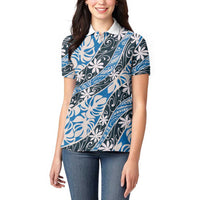 Ninamu Tahiti Tiare Monstera Women Polo Shirt Polynesian Pattern Curve Style LT01 - Polynesian Pride