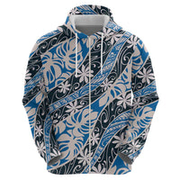 Ninamu Tahiti Tiare Monstera Zip Hoodie Polynesian Pattern Curve Style - Polynesian Pride