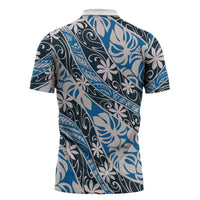 Ninamu Tahiti Tiare Monstera Zipper Polo Shirt Polynesian Pattern Curve Style LT01 - Polynesian Pride