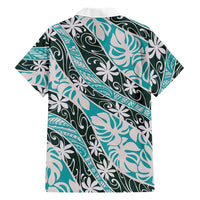 Cyan Tahiti Tiare Monstera Family Matching Summer Maxi Dress and Hawaiian Shirt Polynesian Pattern Curve Style LT01 - Polynesian Pride