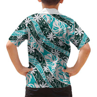 Cyan Tahiti Tiare Monstera Hawaiian Shirt Polynesian Pattern Curve Style LT01 - Polynesian Pride