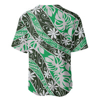 Matie Tahiti Tiare Monstera Baseball Jersey Polynesian Pattern Curve Style LT01 - Polynesian Pride
