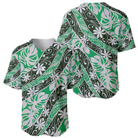 Matie Tahiti Tiare Monstera Baseball Jersey Polynesian Pattern Curve Style - Polynesian Pride
