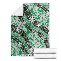 Matie Tahiti Tiare Monstera Blanket Polynesian Pattern Curve Style - Polynesian Pride
