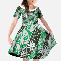 Matie Tahiti Tiare Monstera Family Matching Short Sleeve Bodycon Dress and Hawaiian Shirt Polynesian Pattern Curve Style - Polynesian Pride