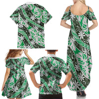 Matie Tahiti Tiare Monstera Family Matching Summer Maxi Dress and Hawaiian Shirt Polynesian Pattern Curve Style - Polynesian Pride