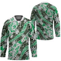 Matie Tahiti Tiare Monstera Hockey Jersey Polynesian Pattern Curve Style LT01 - Polynesian Pride