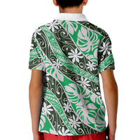 Matie Tahiti Tiare Monstera Kid Polo Shirt Polynesian Pattern Curve Style - Polynesian Pride