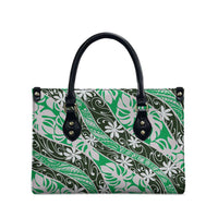 Matie Tahiti Tiare Monstera Leather Bag Polynesian Pattern Curve Style - Polynesian Pride