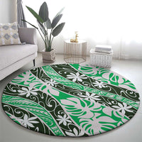 Matie Tahiti Tiare Monstera Round Carpet Polynesian Pattern Curve Style - Polynesian Pride