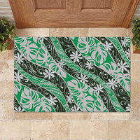 Matie Tahiti Tiare Monstera Rubber Doormat Polynesian Pattern Curve Style - Polynesian Pride