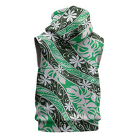 Matie Tahiti Tiare Monstera Sleeveless Zip Hoodie Polynesian Pattern Curve Style LT01 - Polynesian Pride