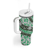 Matie Tahiti Tiare Monstera Tumbler With Handle Polynesian Pattern Curve Style - Polynesian Pride