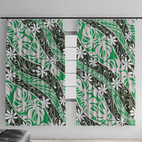 Matie Tahiti Tiare Monstera Window Curtain Polynesian Pattern Curve Style - Polynesian Pride
