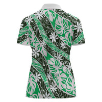 Matie Tahiti Tiare Monstera Women Polo Shirt Polynesian Pattern Curve Style LT01 - Polynesian Pride