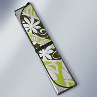 Olive Tahiti Tiare Monstera Auto Sun Shade Polynesian Pattern Curve Style - Polynesian Pride