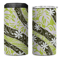 Olive Tahiti Tiare Monstera 4 in 1 Can Cooler Tumbler Polynesian Pattern Curve Style - Polynesian Pride