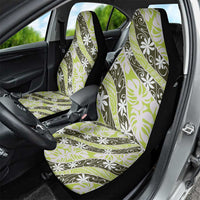 Olive Tahiti Tiare Monstera Car Seat Cover Polynesian Pattern Curve Style - Polynesian Pride