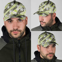 Olive Tahiti Tiare Monstera Classic Cap Polynesian Pattern Curve Style - Polynesian Pride