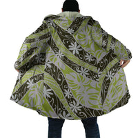 Olive Tahiti Tiare Monstera Cloak Polynesian Pattern Curve Style LT01 - Polynesian Pride