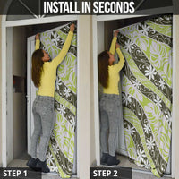 Olive Tahiti Tiare Monstera Door Cover Polynesian Pattern Curve Style LT01 - Polynesian Pride