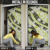 Olive Tahiti Tiare Monstera Door Cover Polynesian Pattern Curve Style LT01 - Polynesian Pride